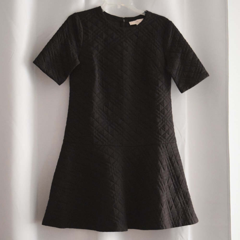 Ann Taylor LOFT Black Quilted Drop-Waist Dress